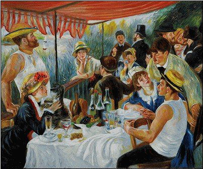 Renoir - Luncheon of the Boating Party: Hand painted oil on 20 x 24 stretched canvas with COA. Authorized in-house artist signed limited edition Renoir painting, Luncheon of the Boating Party. The original masterpiece was created in 1880-18