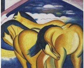 Marc - Little Yellow Horses: Little Yellow Horses is a handmade oil painting inspired by the style of Franz Marc. It would make a wonderful gift for anyone who loves horses.