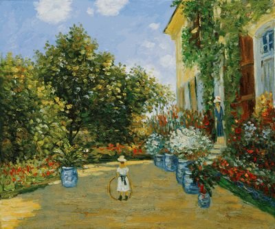 Monet - La Casa Della Artista: Hand painted oil Signed limited edition oil on canvas 20x24 stretched, signed authorized in house artist in a limited edition series of a famous Monet painting, La Casa Della Artista. The original mas
