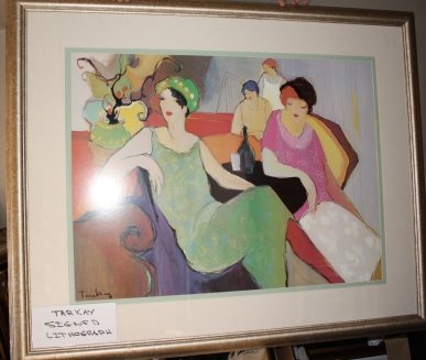 Signed Tarkay Lithograph Nicole & Chloe: Plate signed Tarkay lithograph titled "Nicole and Chloe" beautifully framed comes with coa, dimensions are about 36x43