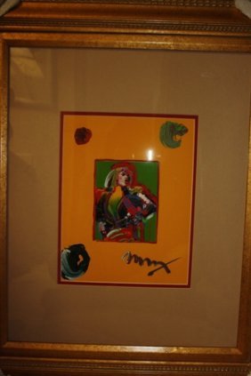 Original Peter Max Mixed Media: Original mixed media by artist Peter Max "Mick Jagger - Yellow" beautifully framed comes with coa