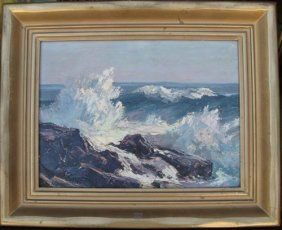 Painting by John Anthony Conner (American, 1892-1: John Anthony Conner (American, 1892-1971). "Crashing Harmony", oil on canvas. Image dimension 9" x 12". Signed by artist. Framing in good condition.