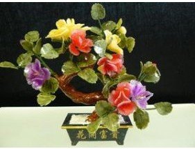 JADE BONSAI FLOWER: SKU: 99-3THIS FLOWER IS MADE FROM VARIETY OF COLOR JADE. THERE ARE YELLOW AND RED. ITS LEAF IS MADE OF TAIWAN JADE. IT IS AN IDEAL DECORATION FOR YOUR LIVING ROOM, DINNING ROOM, OFFICE AND KITCHEN. SI