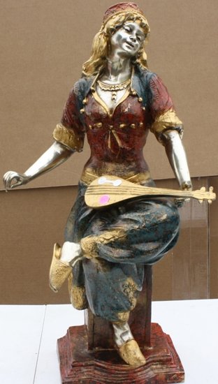 Multi Color Bronze Maiden Moreau: Multi color patina bronze Maiden by artist Moreau, dimensions are about 30x14x7 and weighs about 75lbs