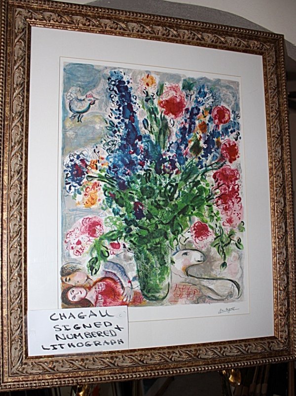 "Original Bouqet Over City" by Chagall: Marc Chagall (7 July 1887 – 28 March 1985), was a Russian–French artist, associated with several key art movements and was one of the most successful artists of the twentieth century. He created a