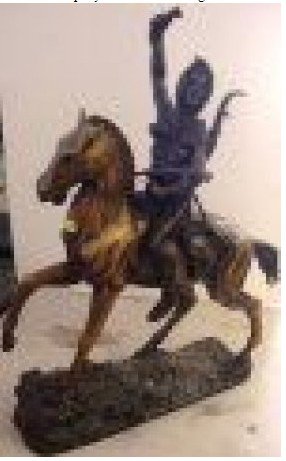 354B: Signed Bronze Scalp by Frederic Remington: Signed Bronze Scalp by Frederic Remington, about 22x18x8 and weighs about 55lbs.