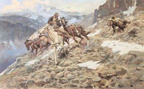 Signed Ltd. Ed. Giclee Russell: Limited edition giclee after the artist CM Russell titled"Cowboy Shooting Bear" 20x24 please contact auctioneer about framing. Comes with COA