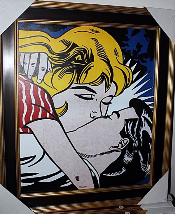 The Kiss by Lichtenstein: Roy Lichtenstein (October 27, 1923 – September 29, 1997) was a prominent American pop artist. His work was heavily influenced by both popular advertising and the comic book style. He himself describ