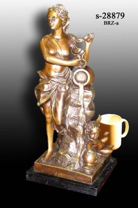 Moreau style - Bronze Girl Pouring Water: Moreau style Bronze Girl Pouring Water, use mug to gauge dimensions of statue. Mug is about 4" tall. 28879