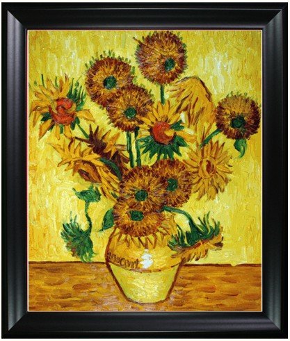 Van Gogh - Vase with Fifteen Sunflowers: Hand painted oil signed limited edition oil on canvas, image size is 20x24 of a famous Van Gogh painting, Vase with Fifteen Sunflowers. The original masterpiece was created in 1889. Today it has been