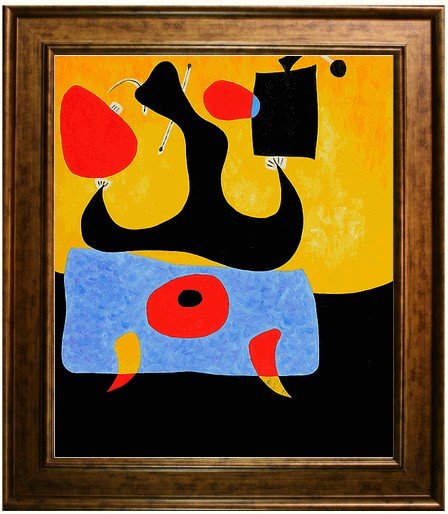 Miro - Femme Assise: Femme Assise is inspired by the style of Joan Miro. Miro painted the original in 1967, now you can own a remarkable hand-painted oil painting that is sure to captivate your guests.