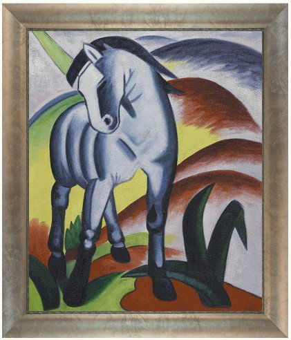 Blue Horse I - Monaco: Blue Horse I - Monaco is a handmade oil painting inspired by the style of Franz Marc. It would make a wonderful gift for anyone who loves horses. Signed limited edition oil on canvas, image size is 20
