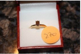 348A: VVS1 14K Cognac Diamond Solitaire Ring: VVS1 14K Cognac Diamond Solitaire Ring
