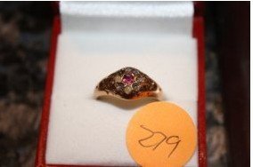 357A: Antique 14k Ruby & Spinel Ring: Antique 14k Ruby & Spinel Ring