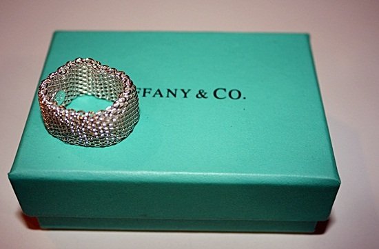 Sterling silver Tiffany Wide Ring: Comes with famous blue box. CC