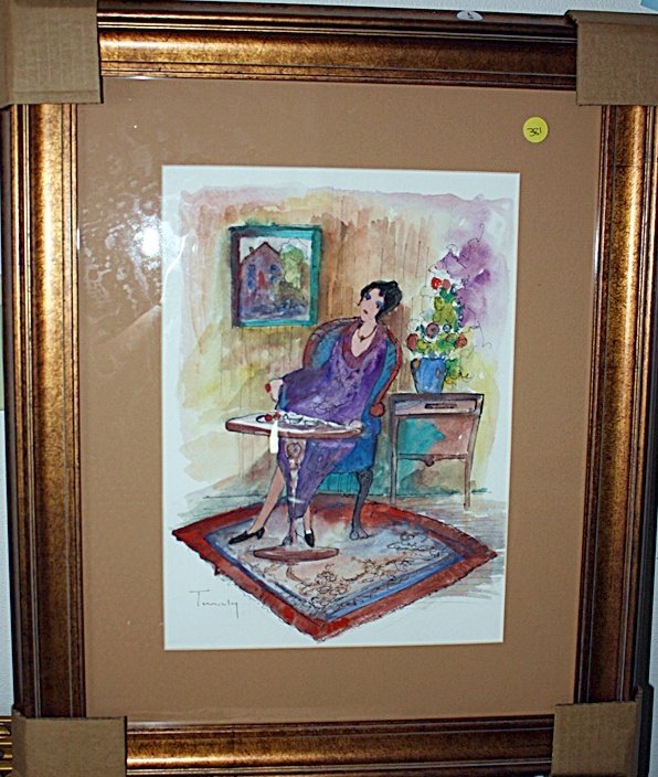 Original Tarkay Watercolor: Itzchak Tarkay (born 1935) is an Austrian-born Israeli painter and watercolourist. In 1944, Tarkay and his family were sent to the Mauthausen Concentration Camp, until Allied liberation freed them a y