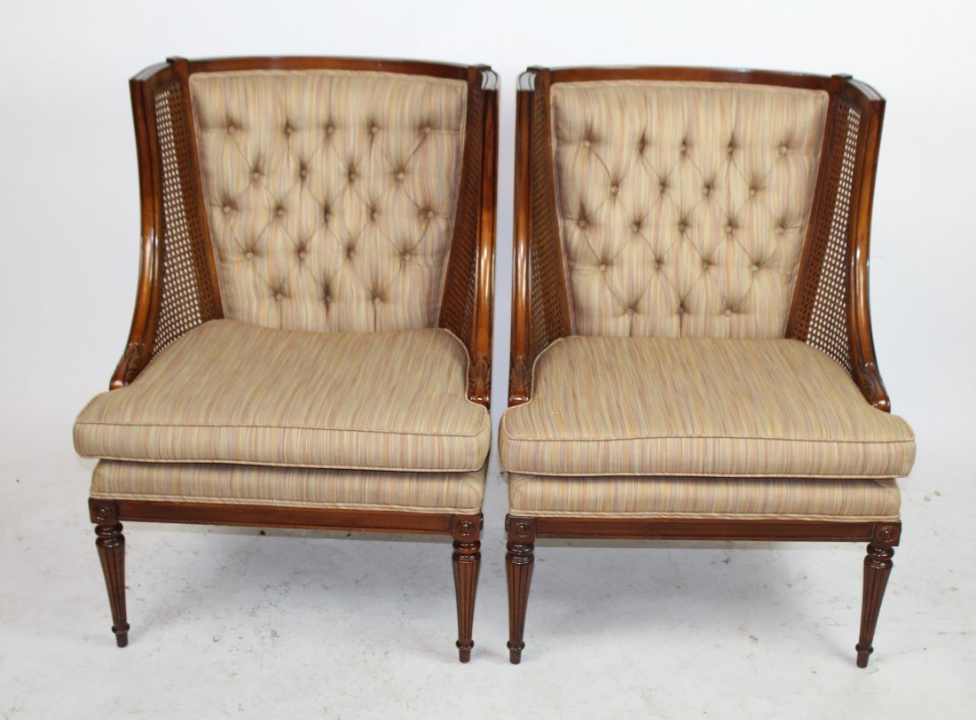 Pair of vintage curved back cane armchairs (1 of 4)