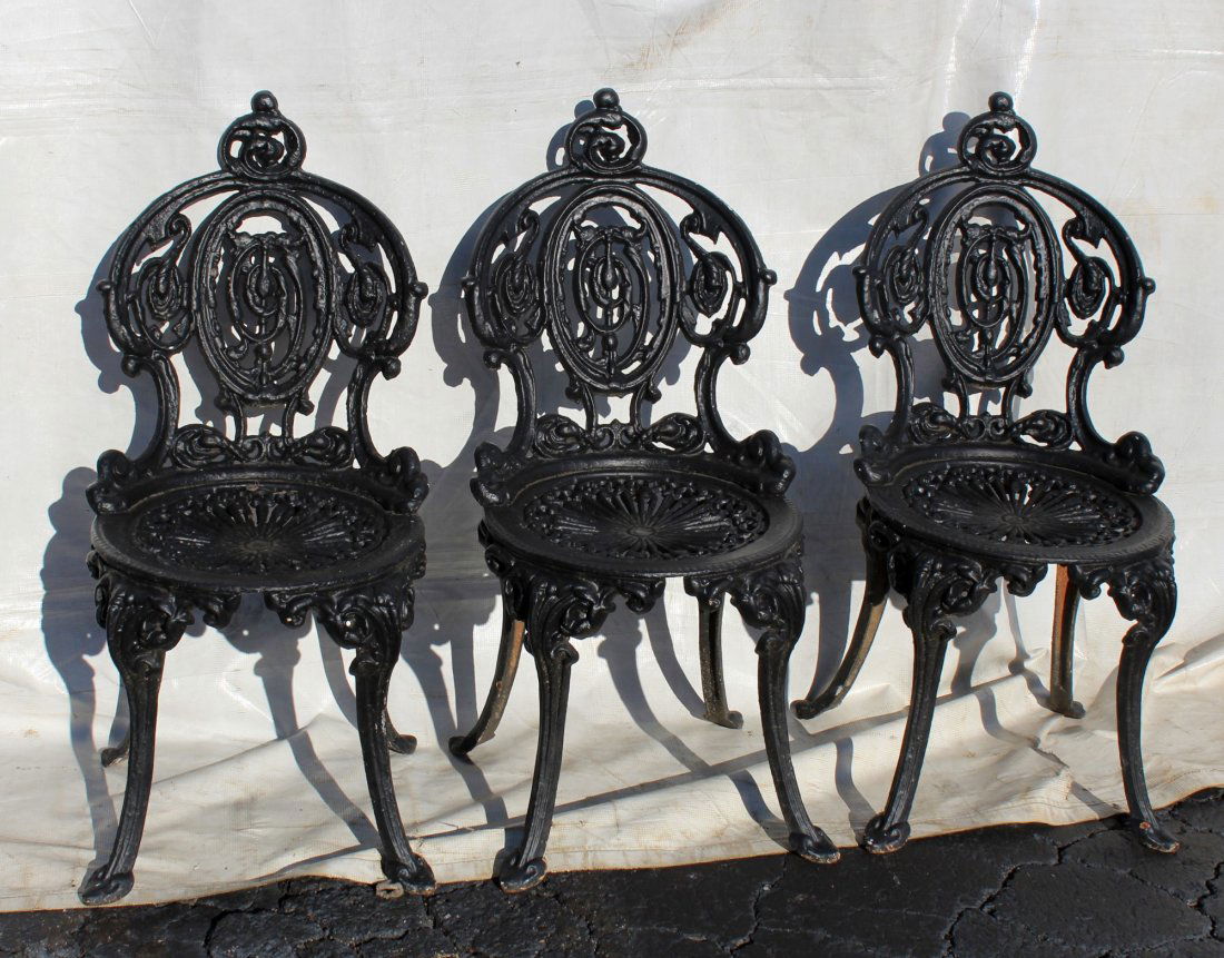 Set of 3 wrought iron garden chairs (1 of 6)