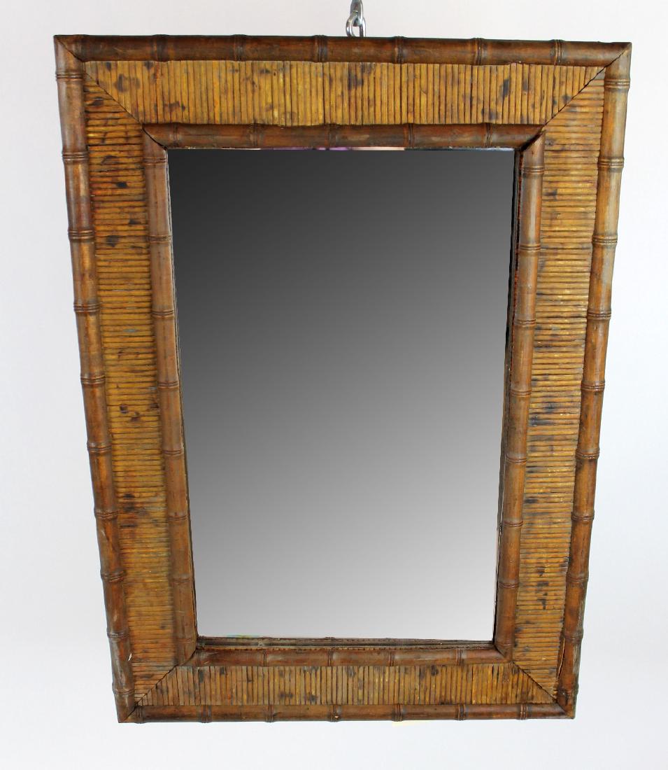 Antique bamboo framed mirror (1 of 4)