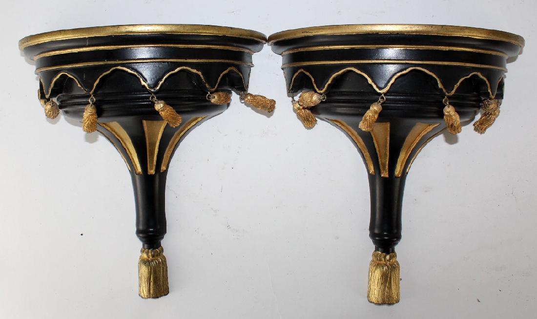 Pair of black and gold painted wall brackets (1 of 3)