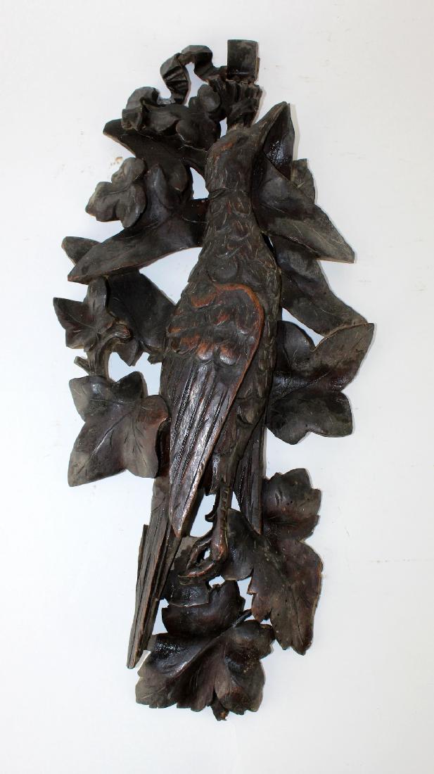 Antique French relief carved walnut plaque with bird (1 of 4)
