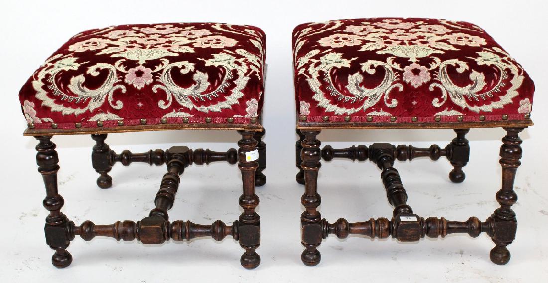 Pair of French walnut foot stools (1 of 4)