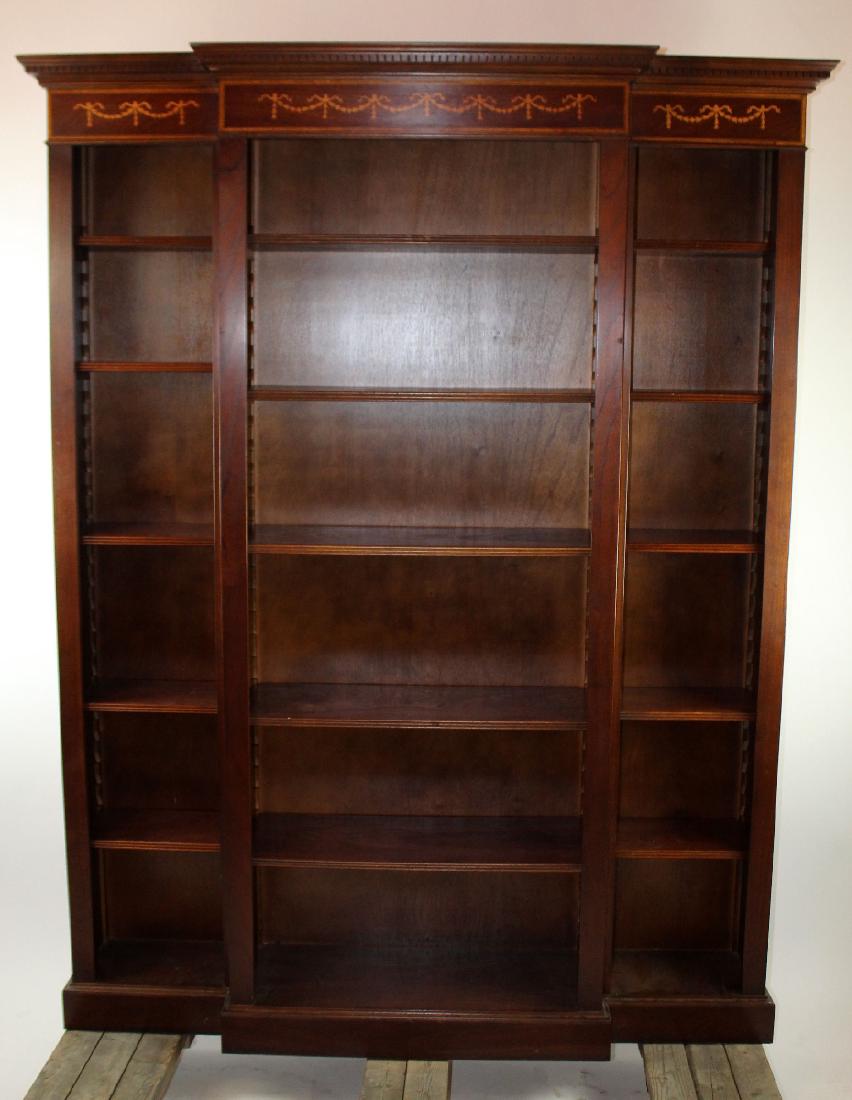 Mahogany open bookcase with ribbon detail (1 of 5)