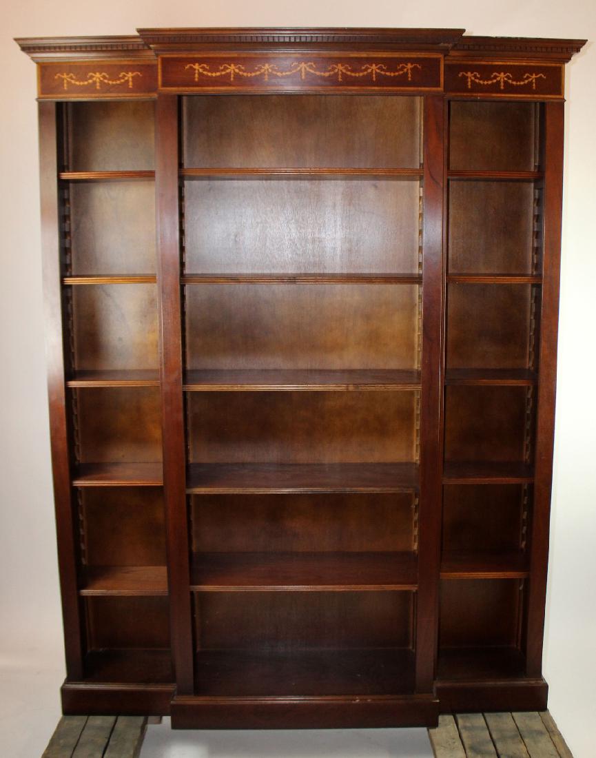 Mahogany open bookcase with ribbon detail (1 of 5)