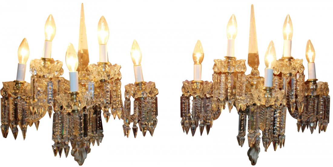 Pair of antique Italian crystal wall sconces (1 of 8)