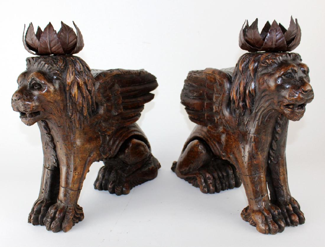 Pair of antique carved San Marco lions (1 of 5)