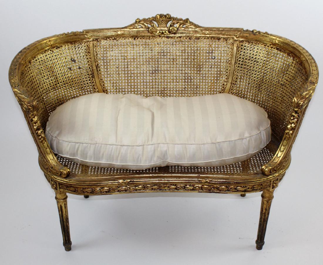 Louis XVI style caned settee (1 of 5)