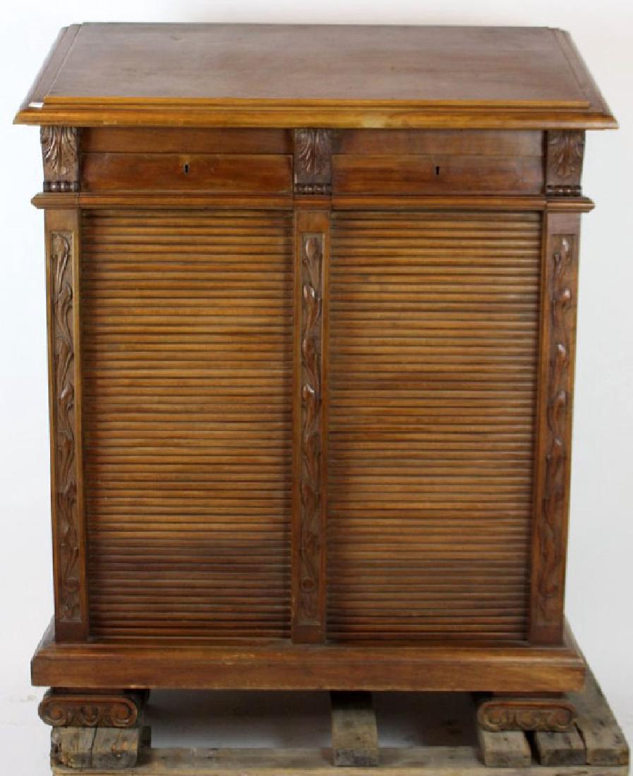 Italian Umbertine slant top notary cabinet: Italian Umbertine slant top notary cabinet. 54"h x 43"w x 18 1/2"d