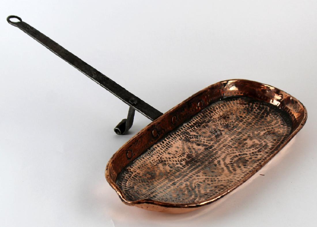 French oval copper fish poacher: Antique French hand hammered copper fish poacher 23 1/2"l x 18"w