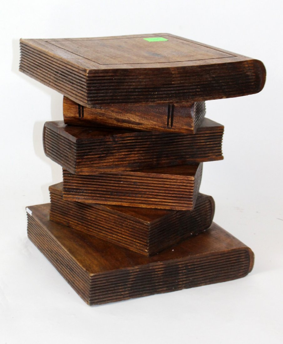 Stacked book base side table in walnut (1 of 3)