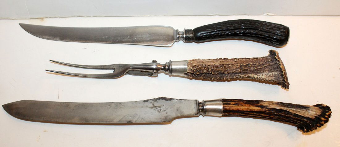 Stainless steel carving set with antler handles (1 of 2)