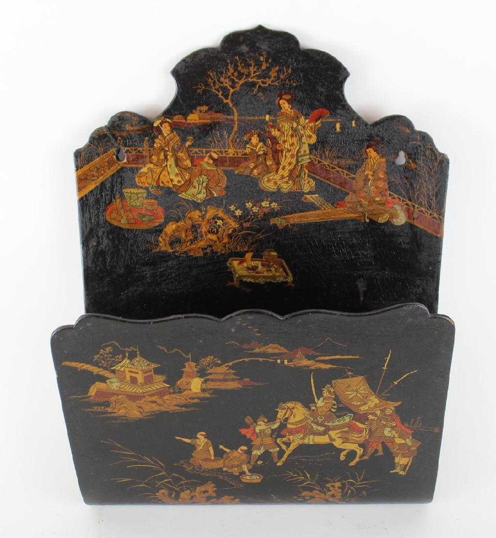 Antique VIctorian Chinoiserie wall pocket (1 of 5)