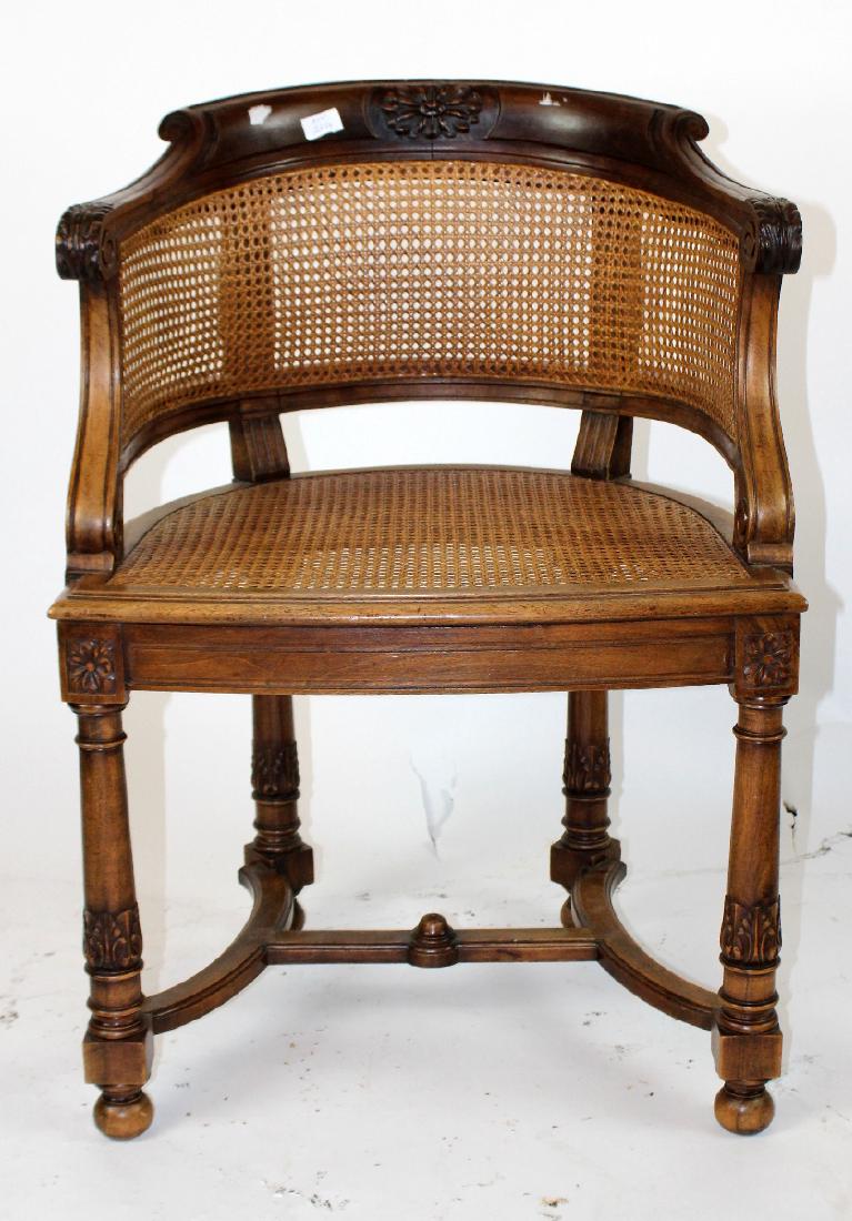 French walnut curved back & cane armchair (1 of 4)