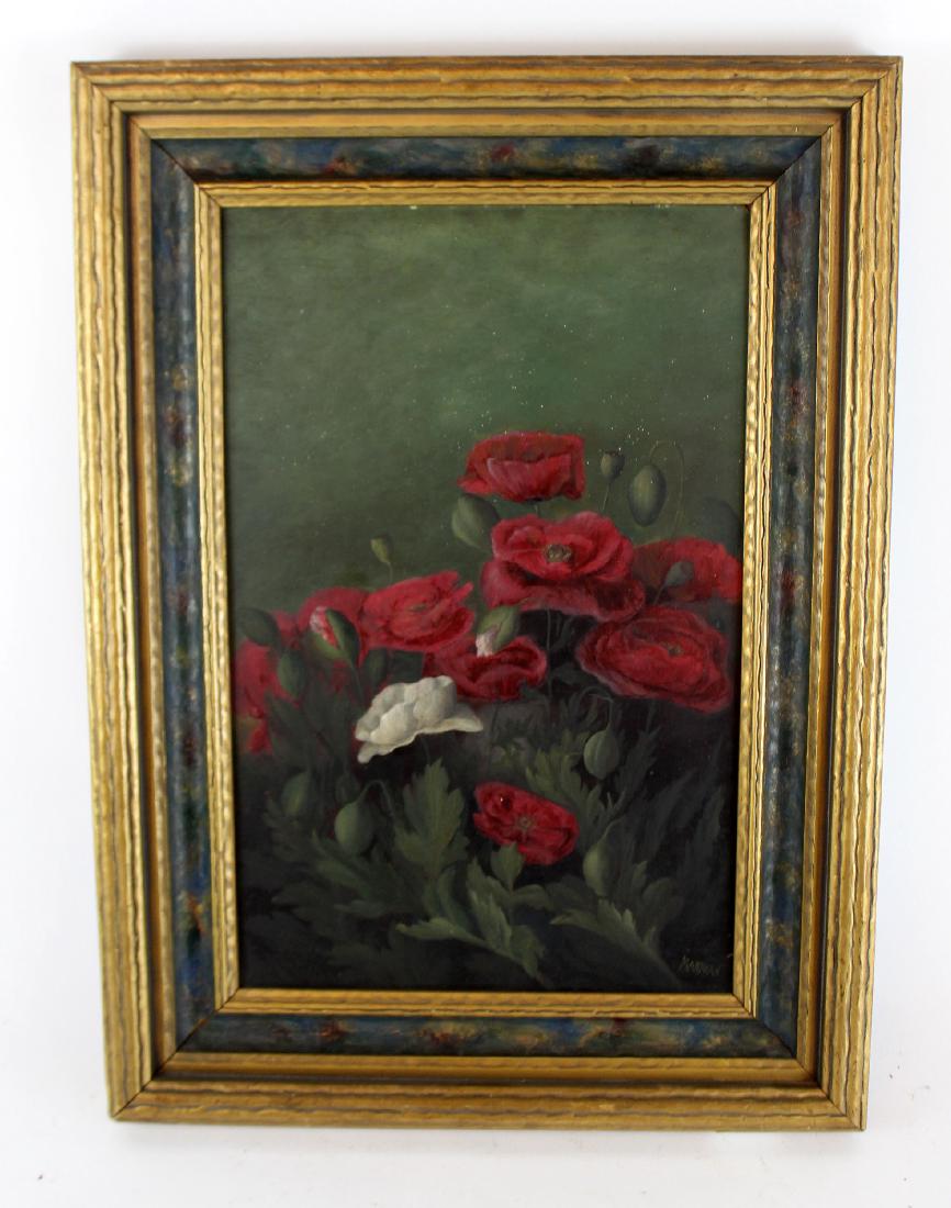 Oil on board still life with poppies (1 of 6)