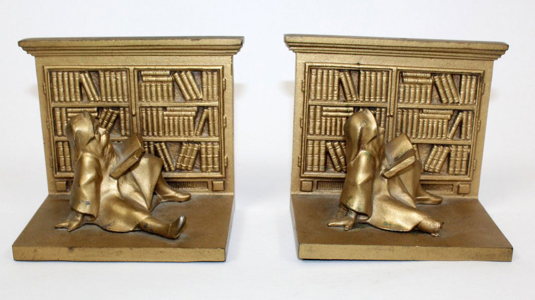 Pair Bradley & Hubbard library bookends with gnomes (1 of 6)