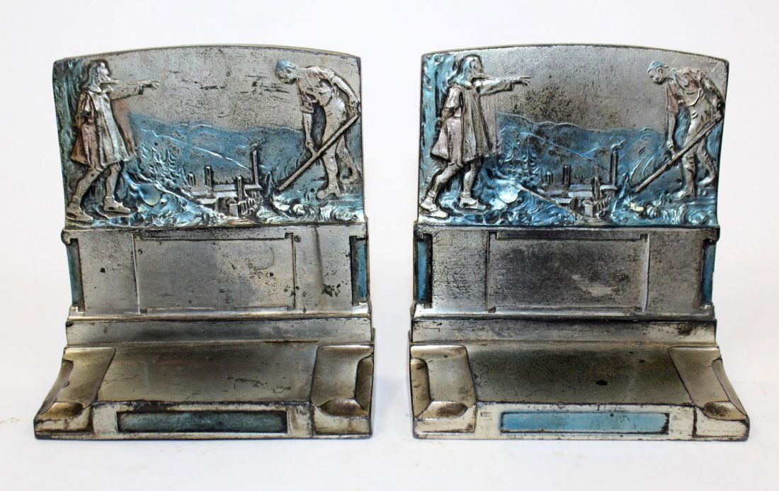 Pair of Pompeian "The Pioneers" bookends (1 of 7)