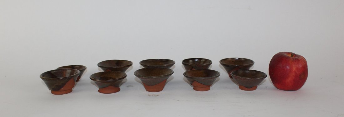 Lot of 10 Chinese glazed terra cotta conical tea bowls (1 of 5)