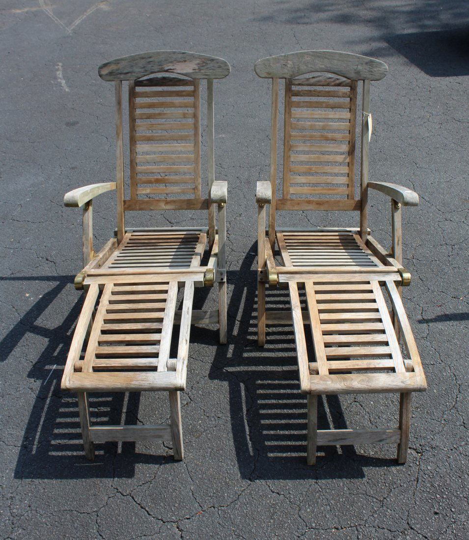 Pair of teak steamer lounge chairs (1 of 3)