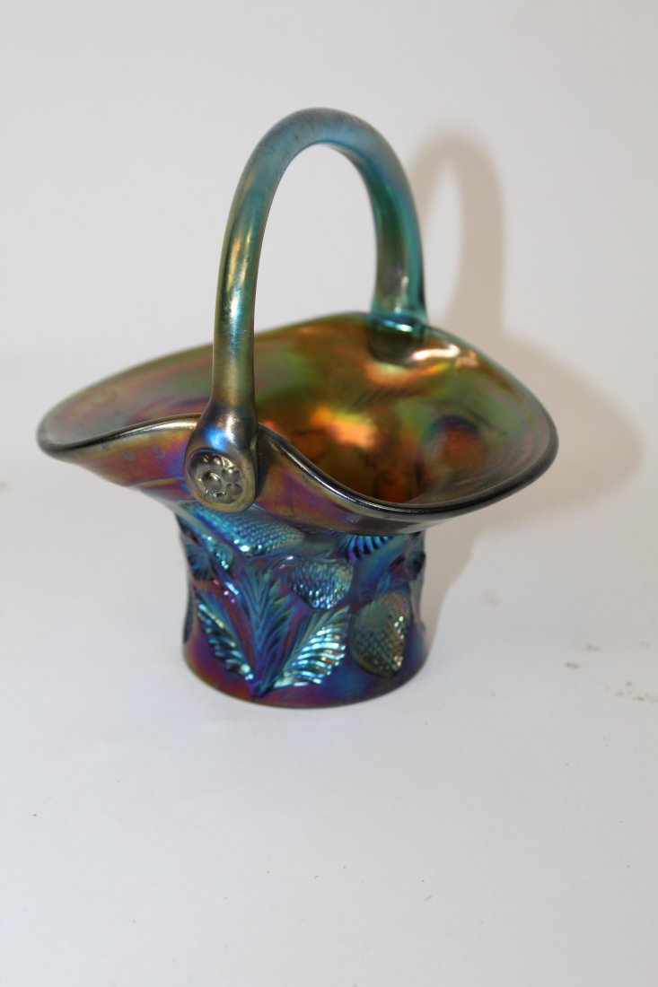 Near Cut Carnival glass inverted strawberry basket (1 of 6)