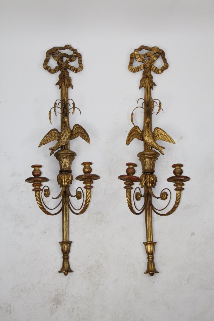 Pair of Italian gilt wood sconces with eagles (1 of 7)