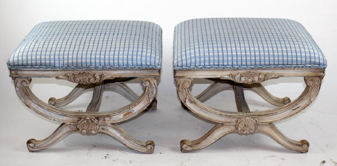 Pair of Louis XVI style footstools (1 of 4)