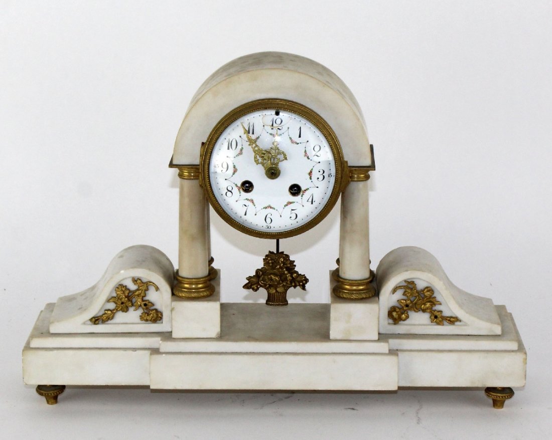 French Napoleon III marble mantel clock (1 of 5)