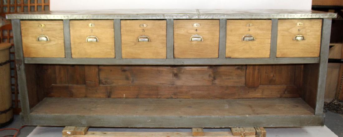 French zinc top store counter with drawers (1 of 6)