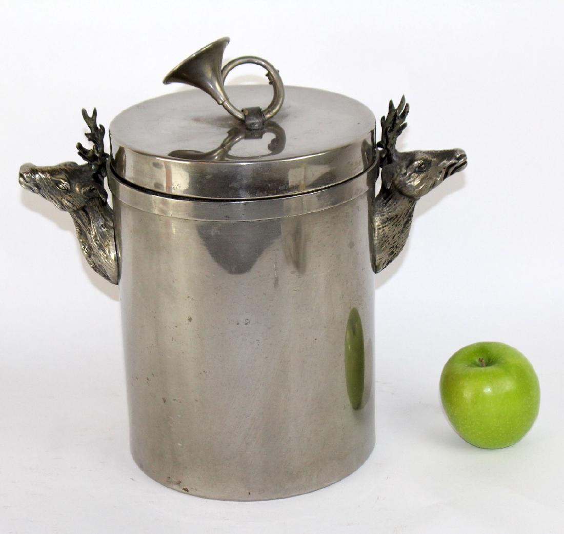 French Silverplate ice bucket with deer heads (1 of 5)