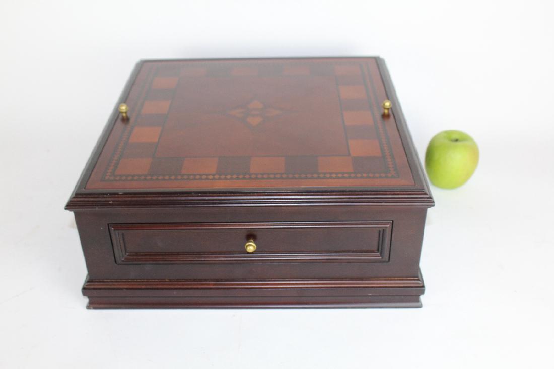 Multi game set in inlaid mahogany box (1 of 7)