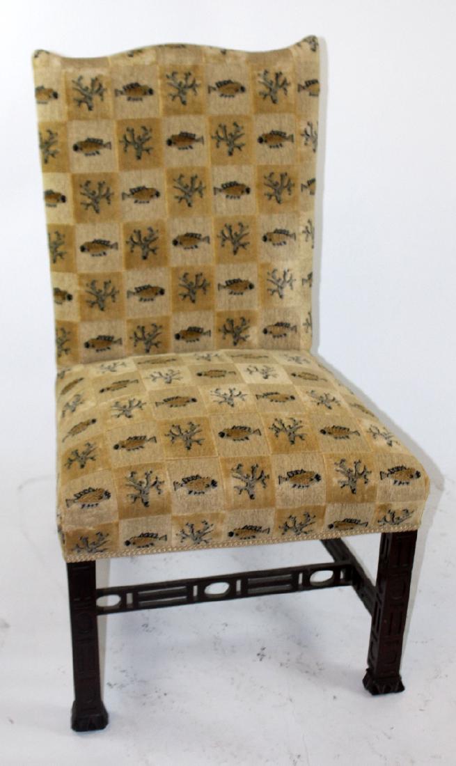 Chippendale mahogany upholstered side chair (1 of 5)